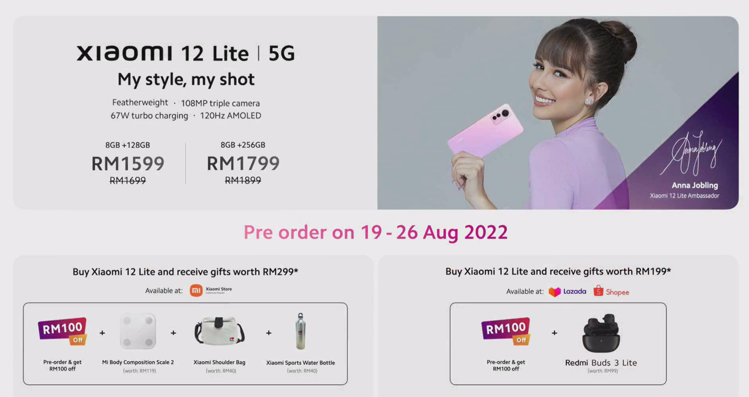 Pedido anticipado de Xiaomi 12 Lite Malasia