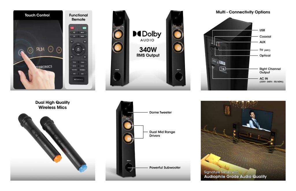 Zebronics Zeb-Octave 340W Tower speakers