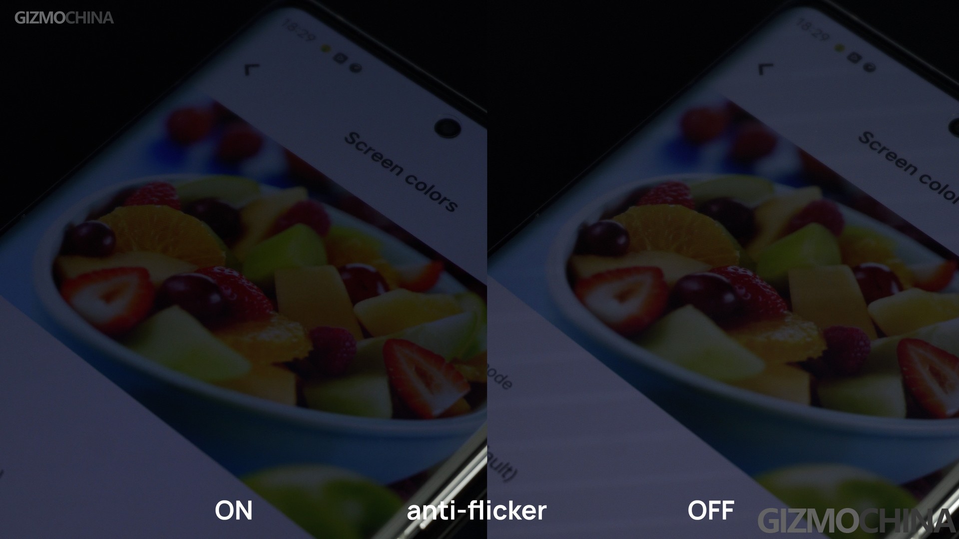 oled anti-fliker on vs off