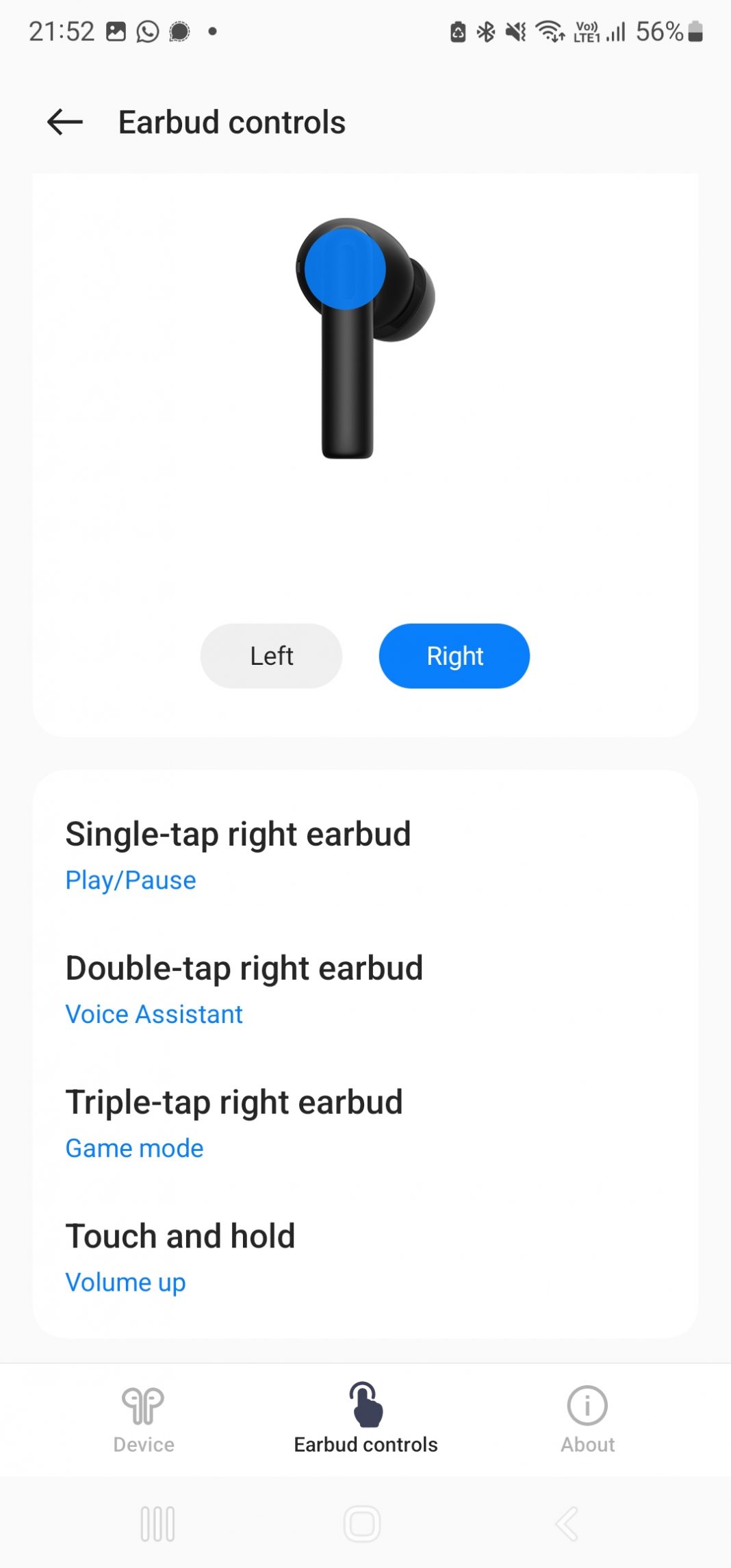 OPPO Enco Buds 2 right earbuds controls