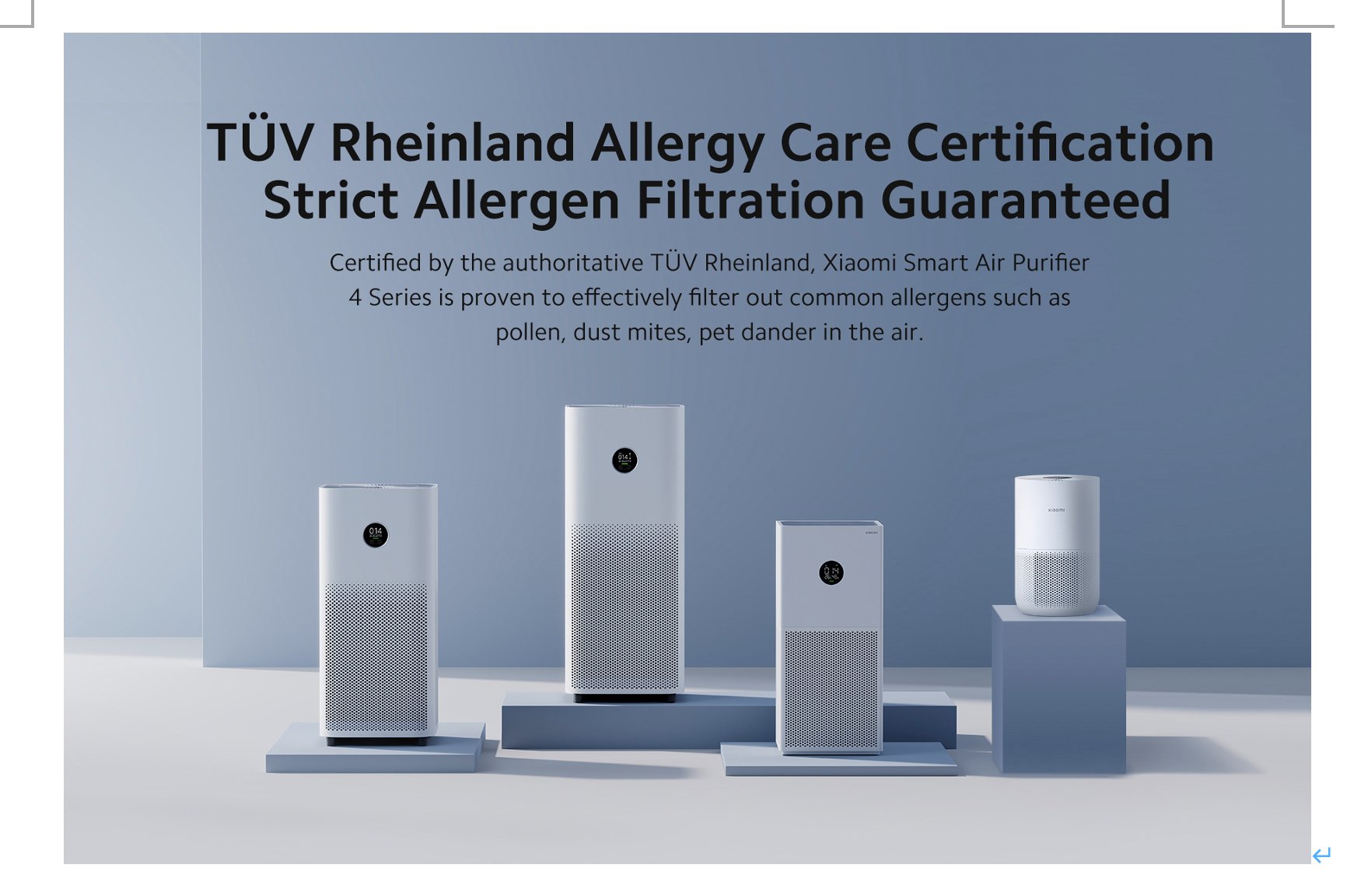 Xiaomi Smart Air Purifier 4 Compact bags TUV Rheinland's Allergy