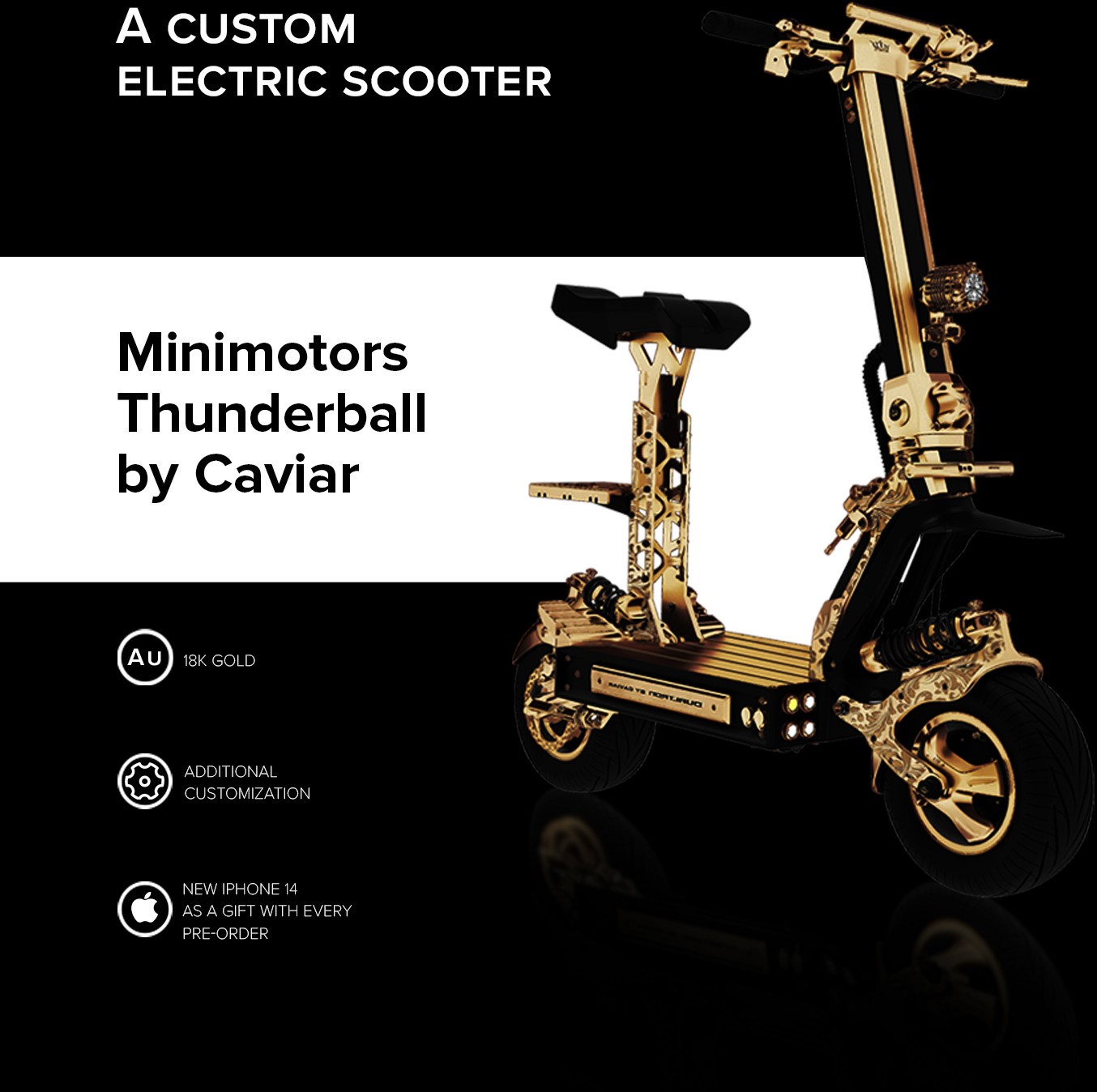 Caviar Thunderball gold e-scooter 