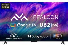 iFFALCON U62 TV series with 4K LED display, 24W speakers launched in India