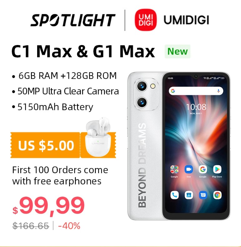 UMIDIGI G1 MAX and C1 MAX Smartphone Global Launch: Specs, Price ...