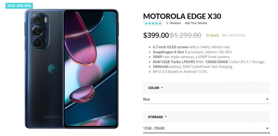 Get Motorola Edge X30 12GB + 256GB version for 399 (Discount) Gizmochina