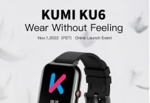 Get discounts and coupons at the world premiere of Kumi KU6 Smartwatch on AliExpress on Nov 1st. KUMI KU6