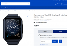 Moto Watch 70 Shows up on Best Buy Canada Ahead of Launch Moto Watch 70 best buy