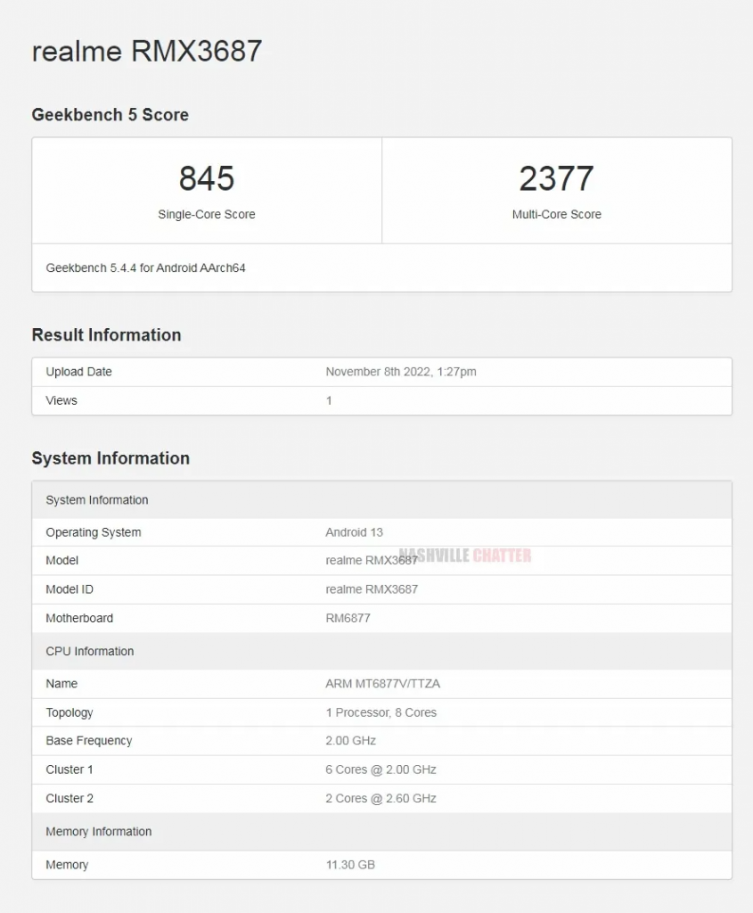 Realme 10 Pro+ Geekbench-