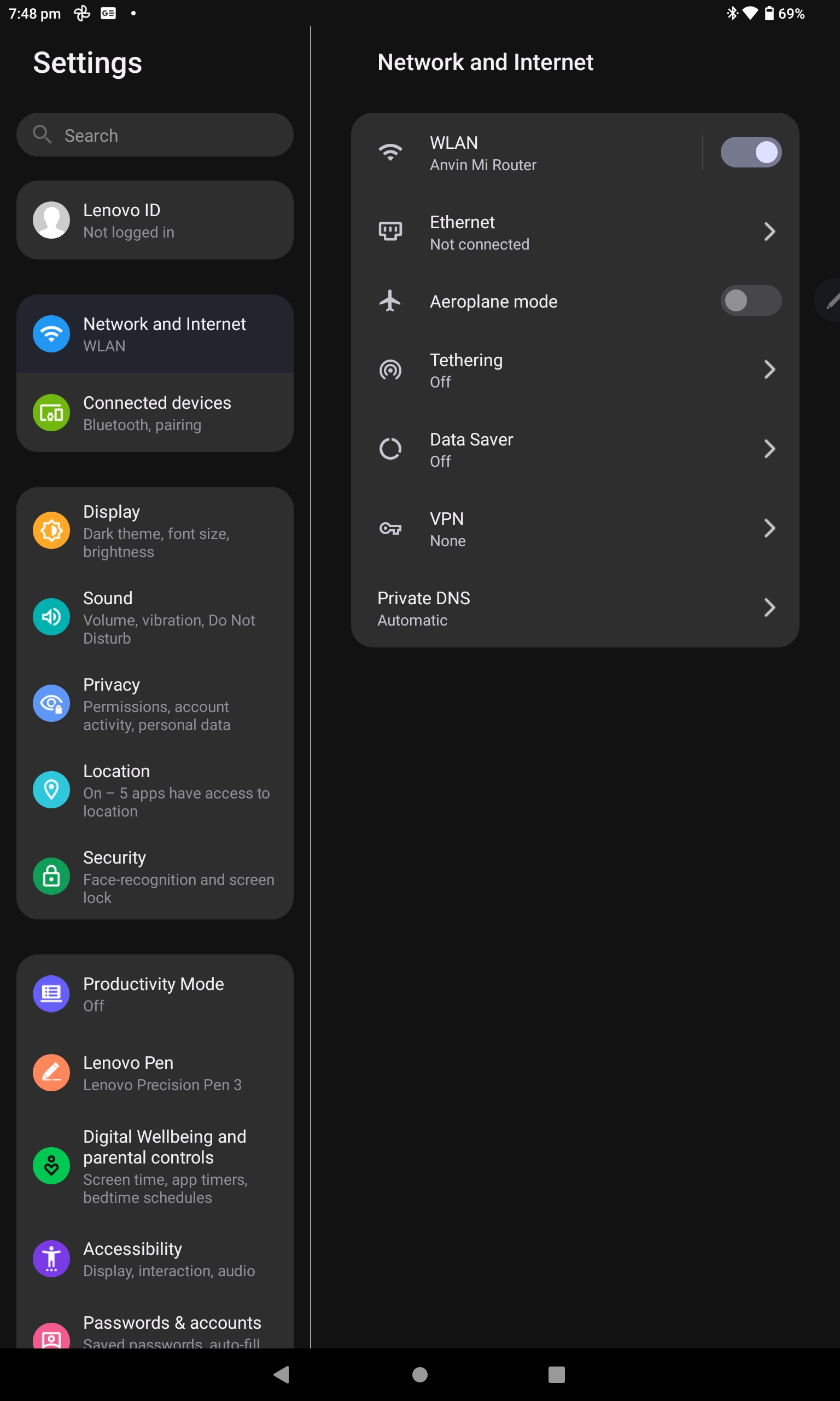 Lenovo Tab P11 Pro (Gen 2) Settings