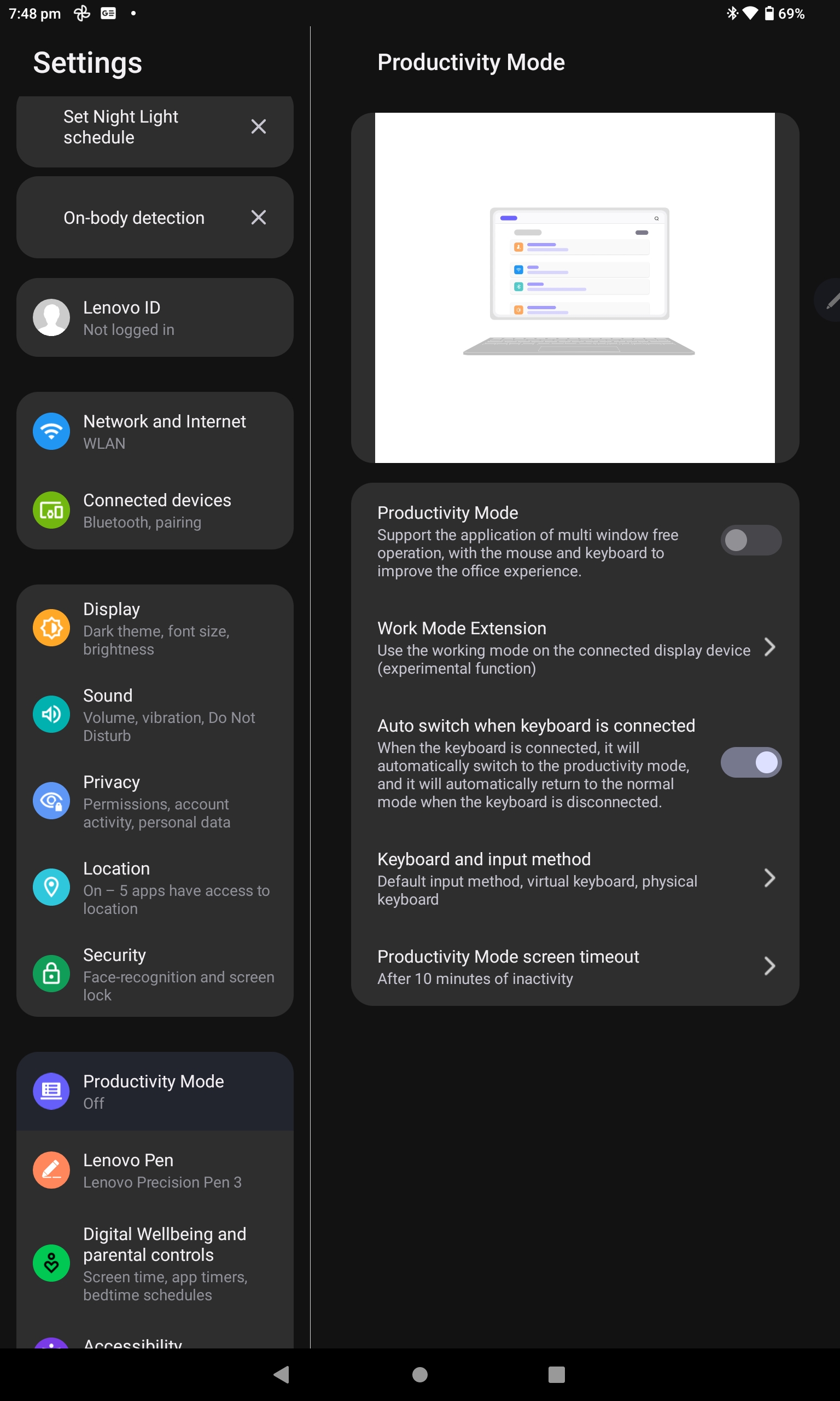 Lenovo Tab P11 Pro (Gen 2) Settings