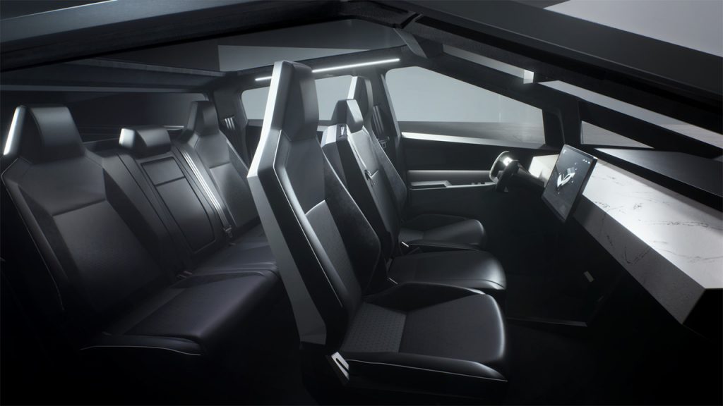 Interior of Tesla Cybertruck