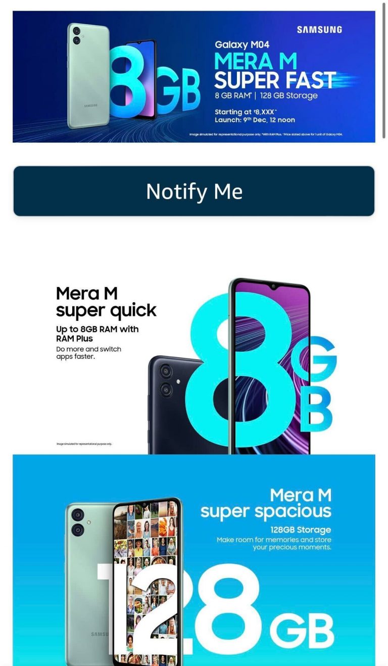 Samsung Galaxy M04 launch date, specs revealed via Amazon listing ...