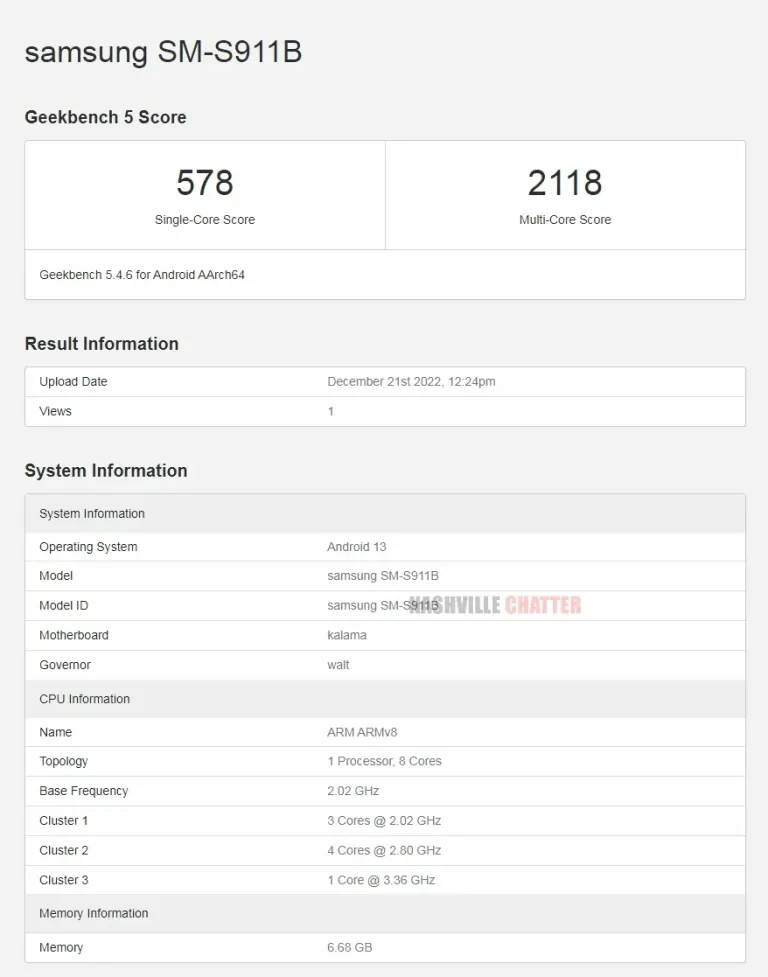 Samsung Galaxy S23 Geekbench