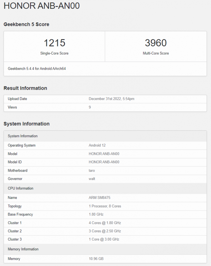 Honor 80 Pro Flat Display Version appears on Geekbench with Snapdragon
