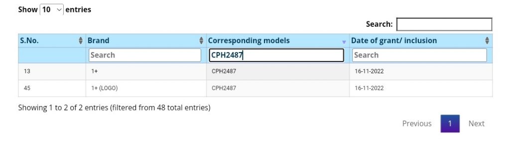 OnePlus Ace 2 BIS listing