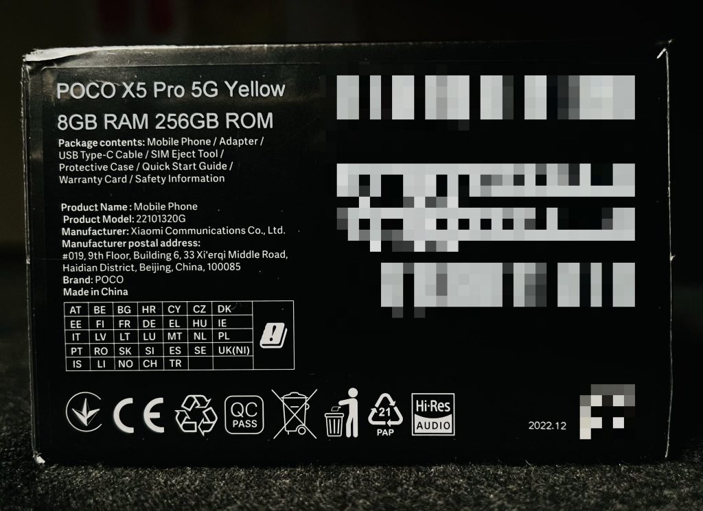 Poco X5 Pro 5G retail box shot
