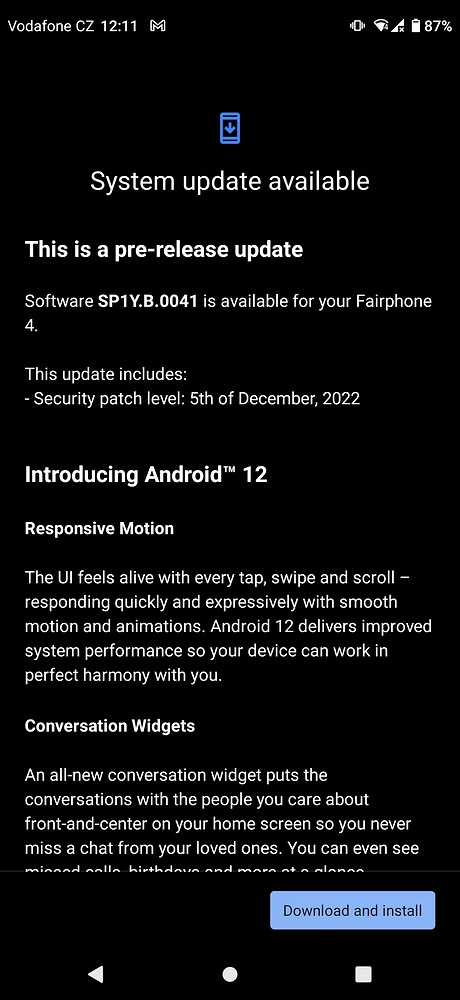 Fairphone 4 Android 12 update