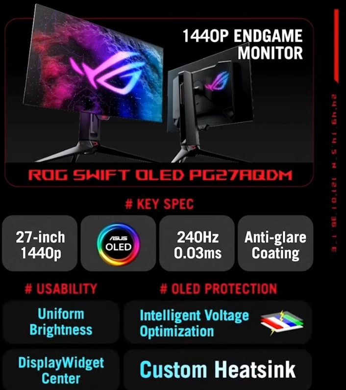 ASUS ROG Swift OLED PG27AQDM Monitor Now Available in China