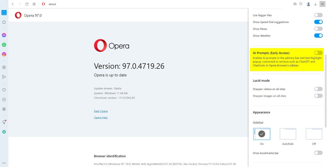 opera chatgpt sidebar ai prompt