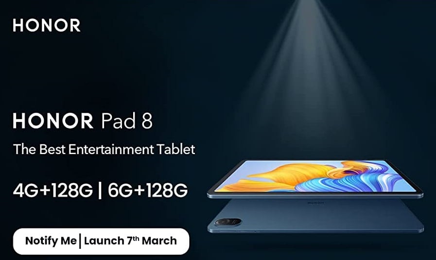 Honor Pad 8 To Launch On March 7, Microsite Goes Live on  India -  Gizmochina