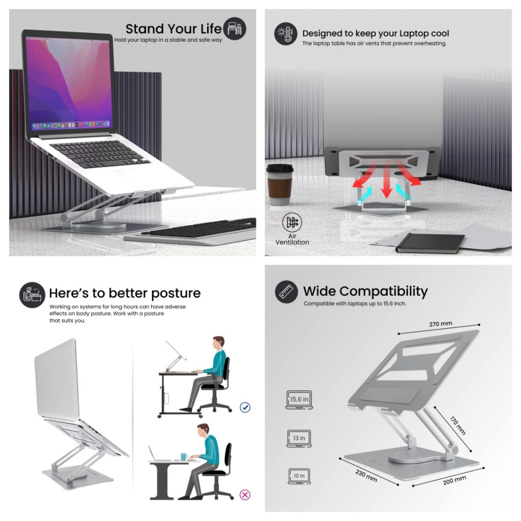 Portronics My Buddy K6 Portable Laptop Stand