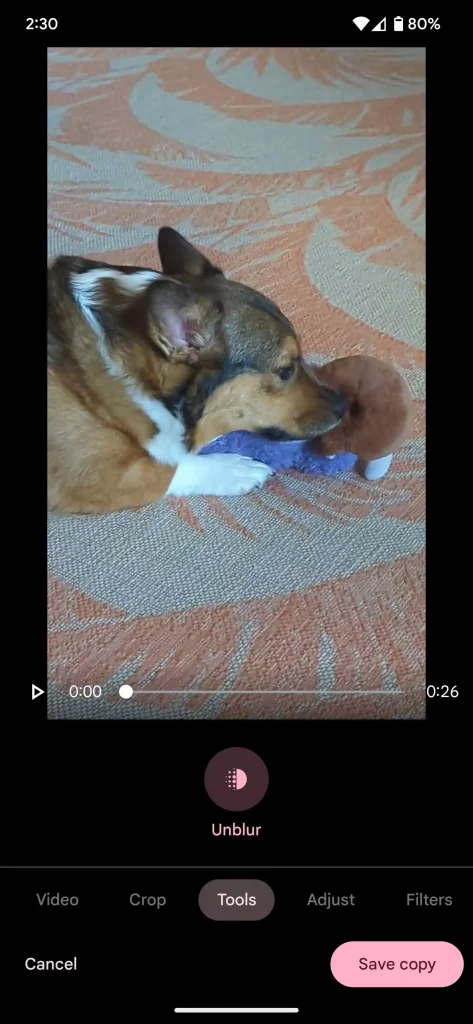 Google Photos blur Tool 