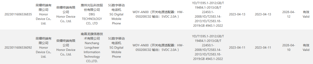 Estimated Honor Play 40 MIIT certification
