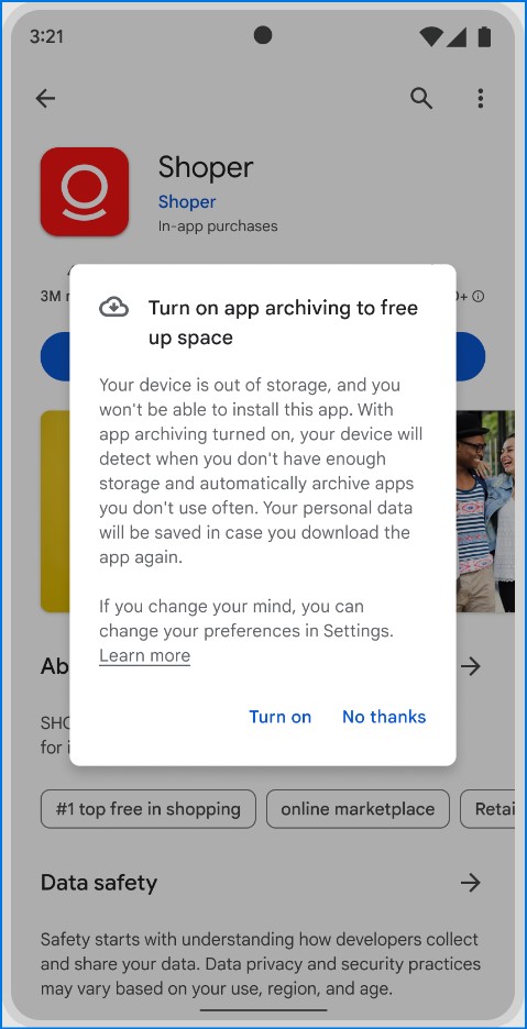 Play Store auto archive