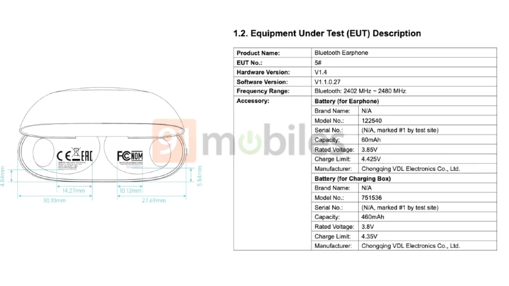 Realme Buds Air 5 Pro appear on FCC confirming Battery Specs - Gizmochina