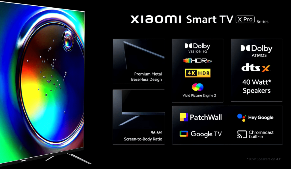 Xiaomi Smart TV X Pro Series launched in India with Google TV, Dolby Vision IQ, 40W speakers