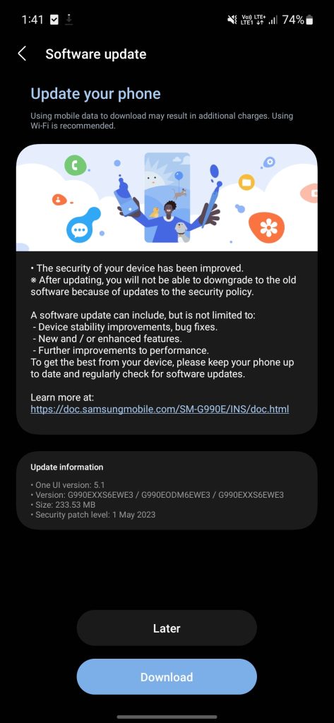 Samsung Galaxy S21 FE May 2023 security update India