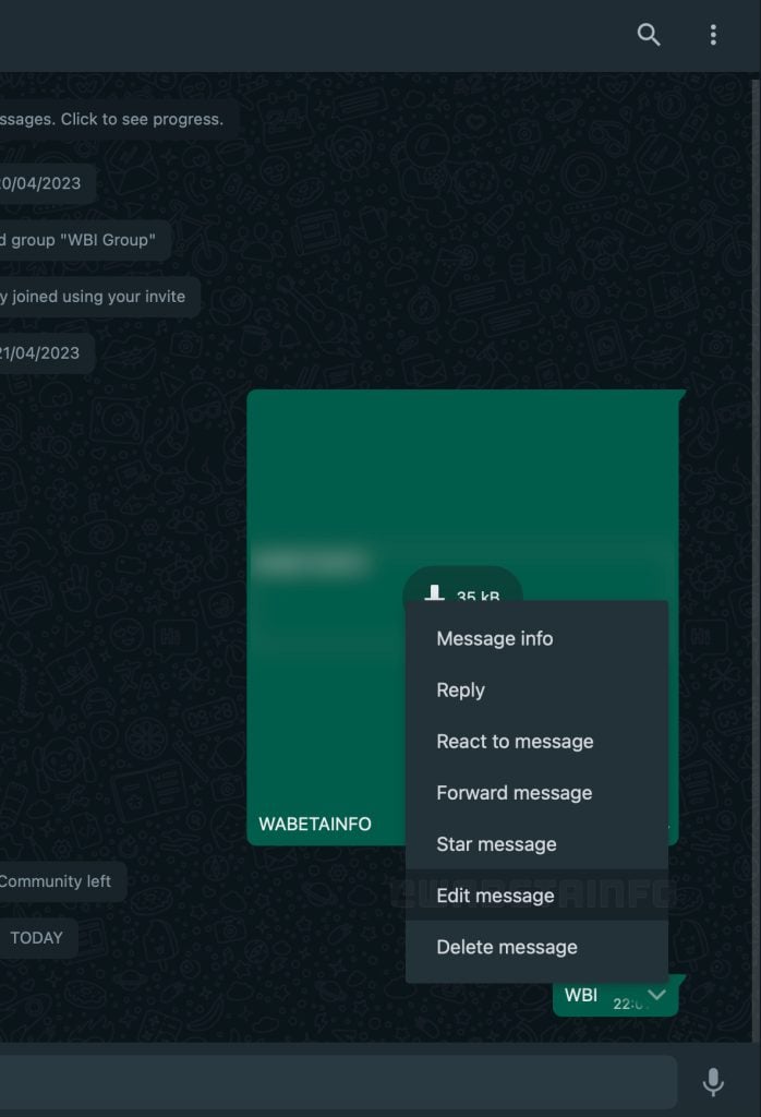 Whatsapp Web Edit message feature