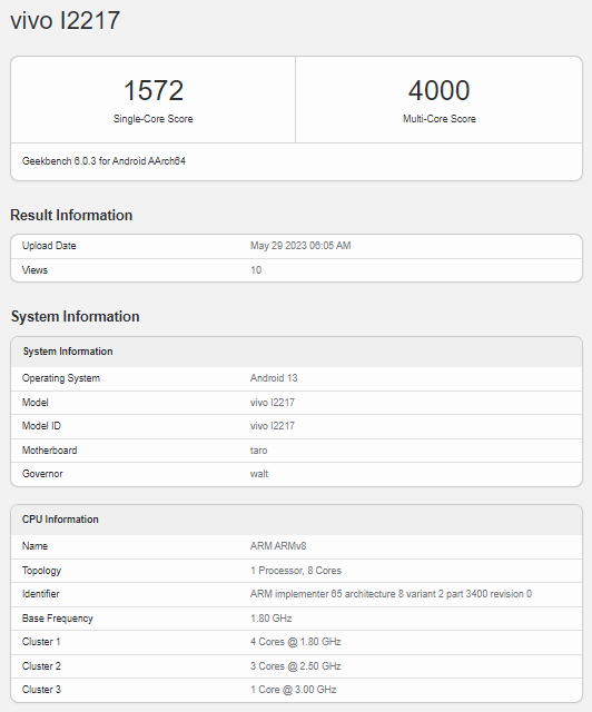 iQOO Neo 7 Pro Geekbench