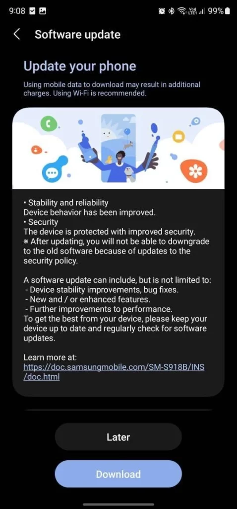 Samsung Galaxy S23 June 2023 update