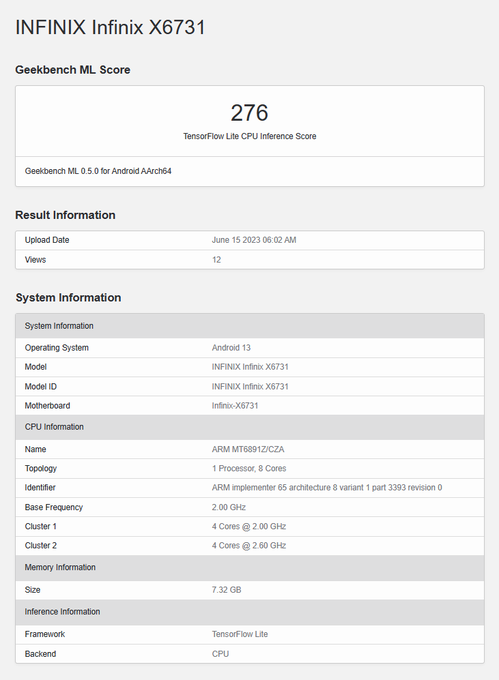 Infinix Zero 30 5G Geekbench