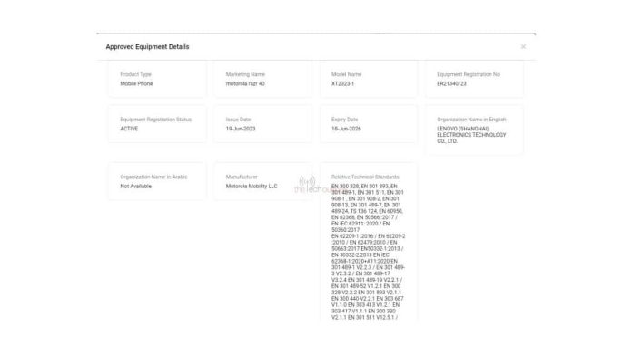 Motorola Razr 40 appears on UAE's TDRA certification website ahead of ...