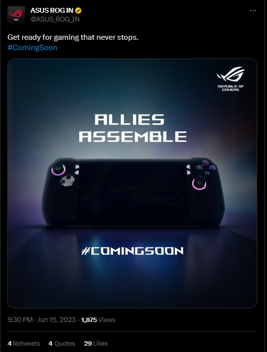 ASUS ROG Ally gaming console to feature AMD Ryzen 7 7840U Zen4