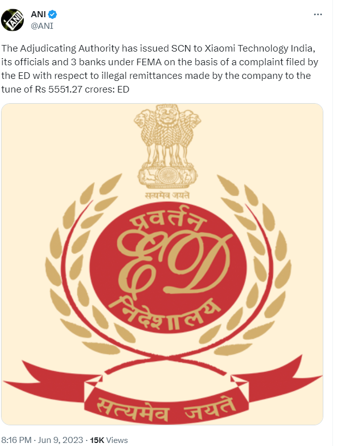 Xiaomi asset seizure