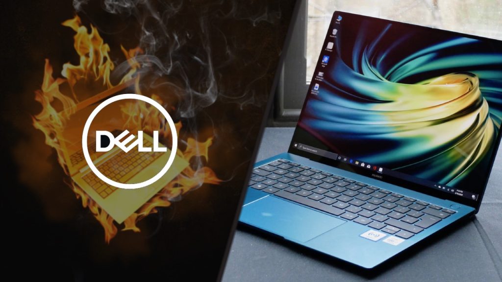 dell logo and Huawei laptop