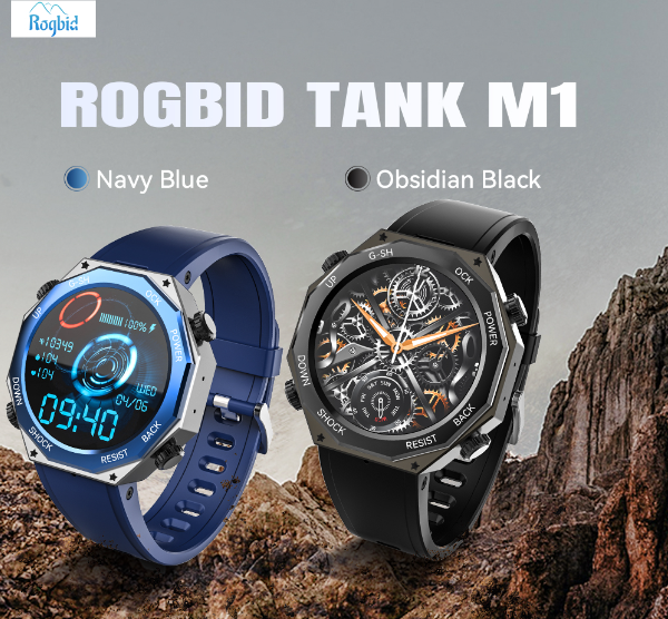 Rogbid Tank M1 Military Rugged Smart Watch 5ATM IP68 Waterproof Fitness  Tracker