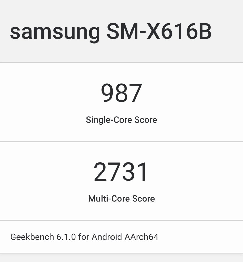Galaxy Tab S9 FE Plus Geekbench 6