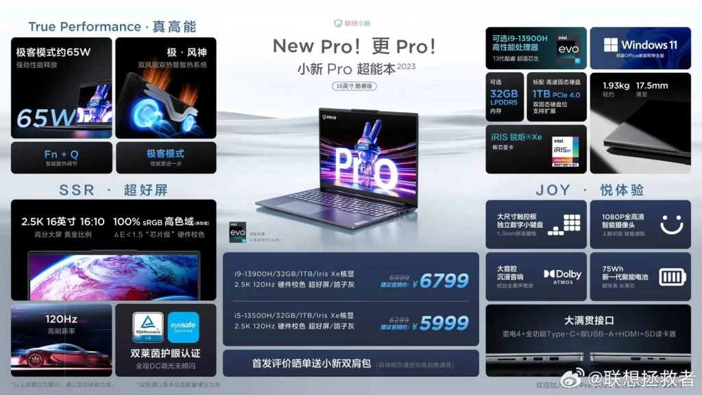 Lenovo Xiaoxin Pro 2023 new config