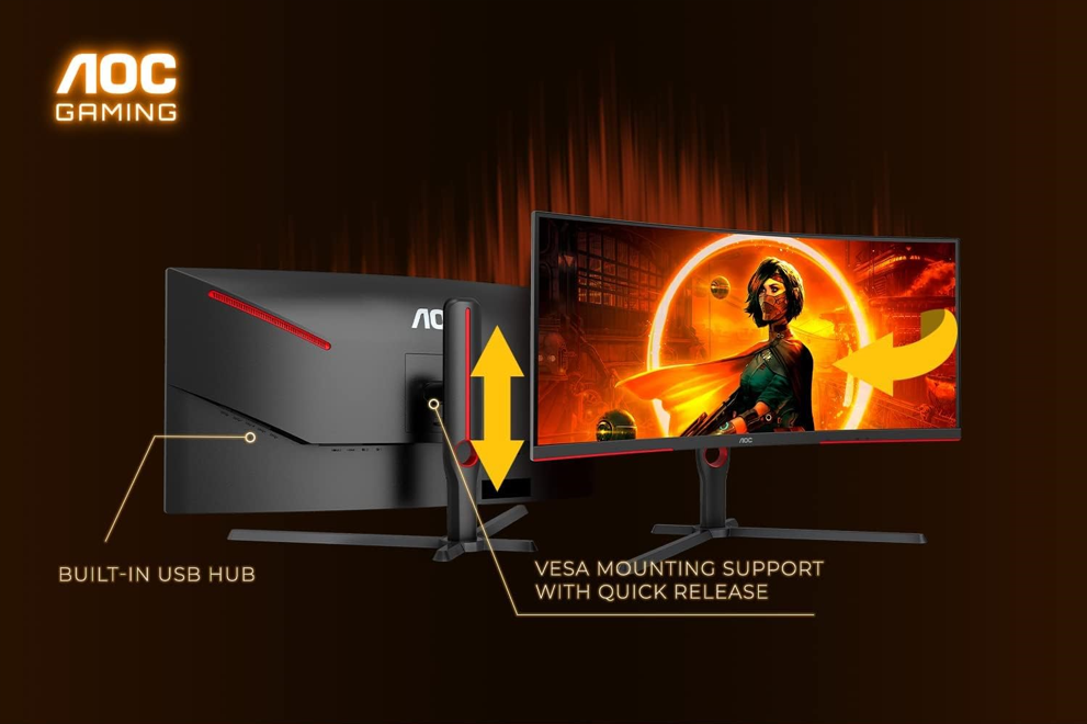 AOC CU34G3S curved gaming monitor with 34" WQHD 165Hz refresh rate ...