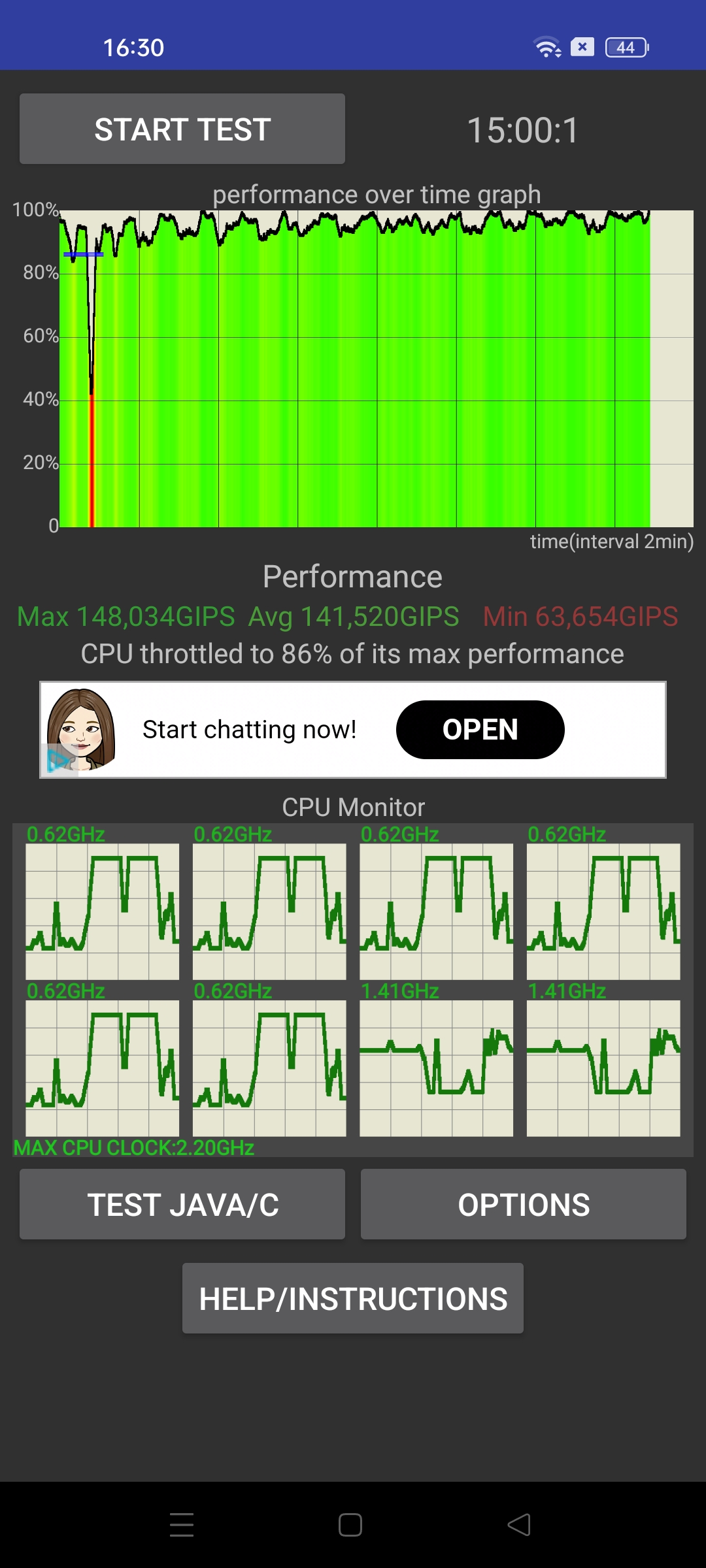 Realme Narzo 60 CPU throtling test