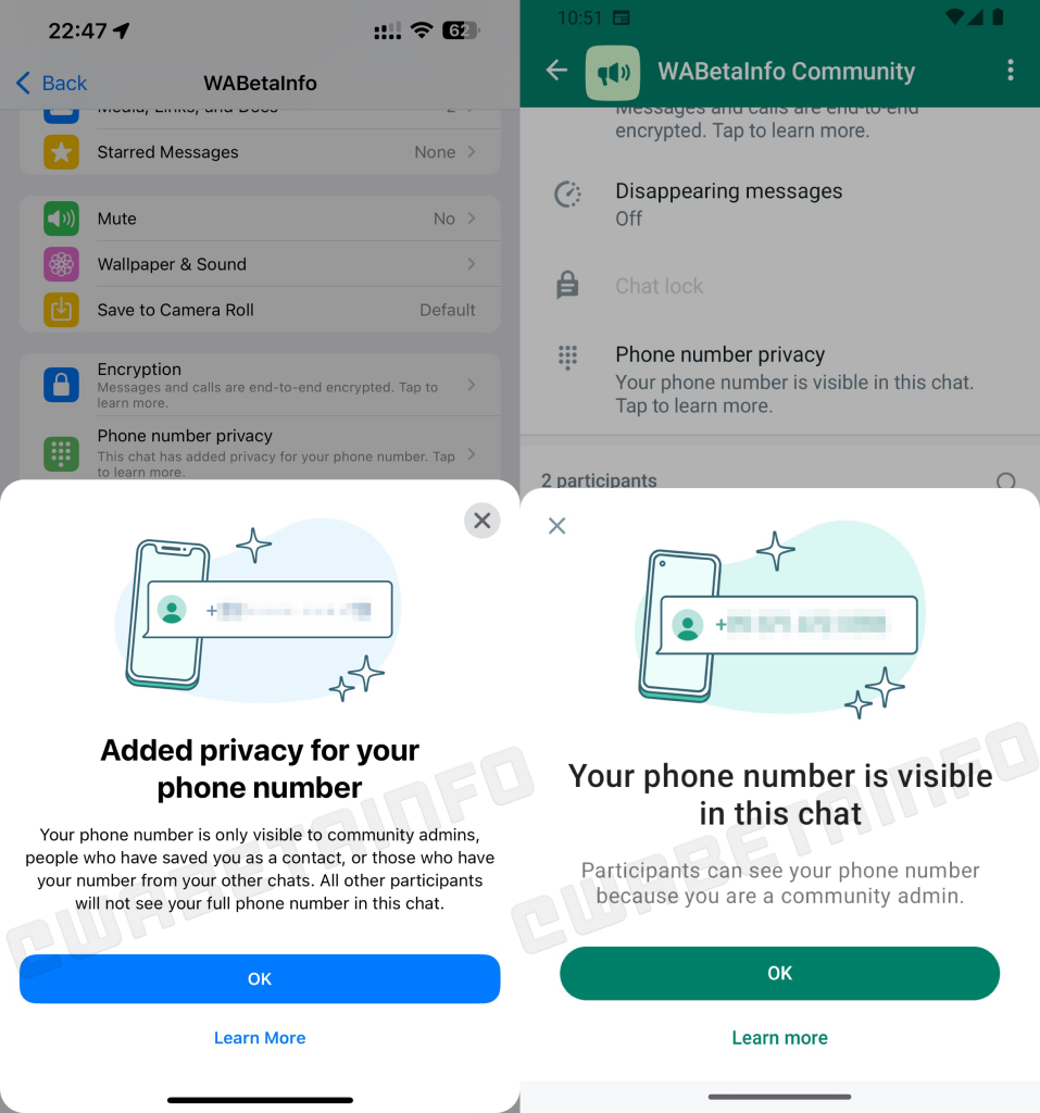 WhatsApp Phone Number Privacy Feature