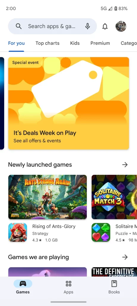 Premium Games Category is on the top of Google Play page. Is this