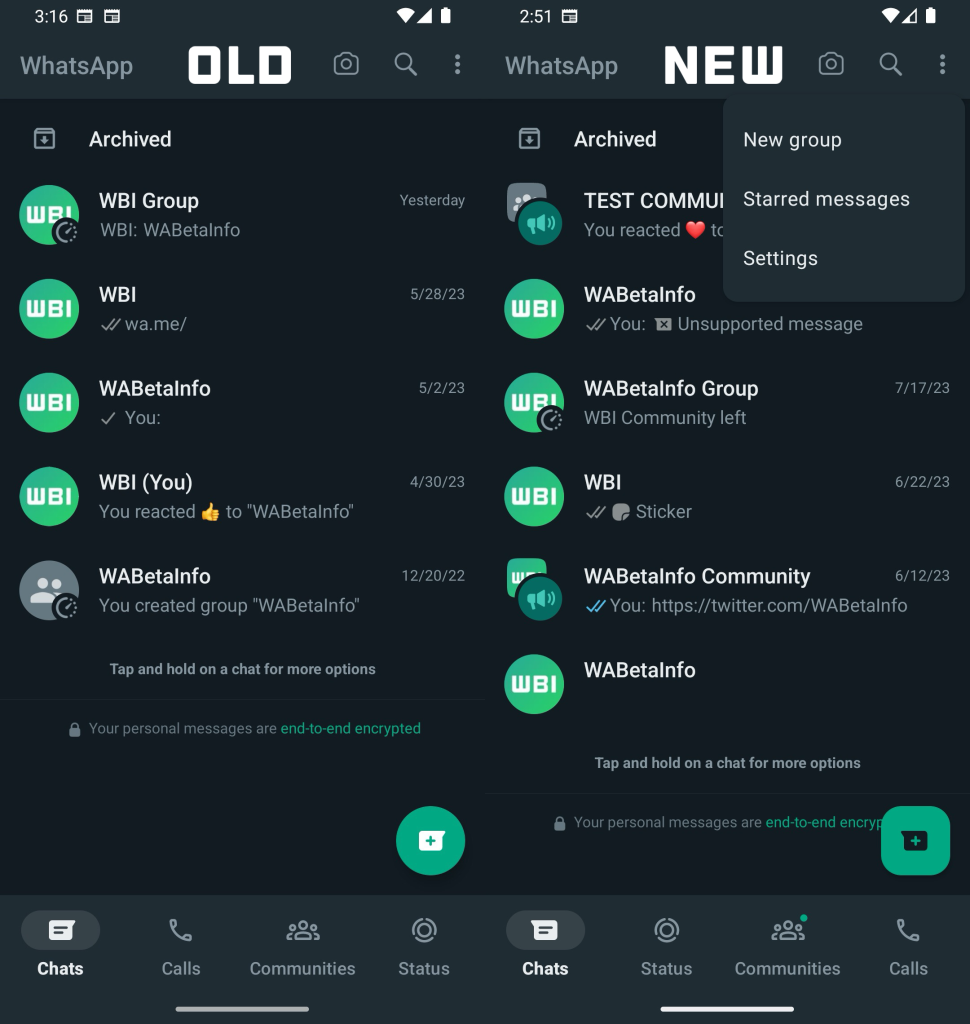 whatsapp material design 3 update