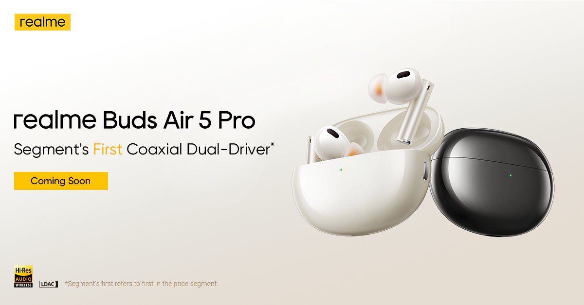 Realme Buds Air 5 Pro officially teased, could launch on August 31 in ...