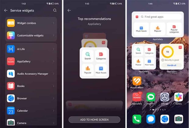 Huawei AppGallery adds support for service widgets - Gizmochina