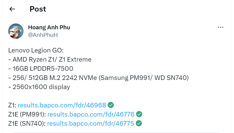 Lenovo Legion Go leak